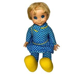 Blue Polka Dot Doll with Yellow Shoes